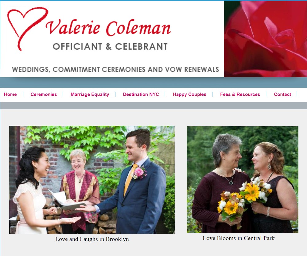 valerie coleman marriage celebrant in new york