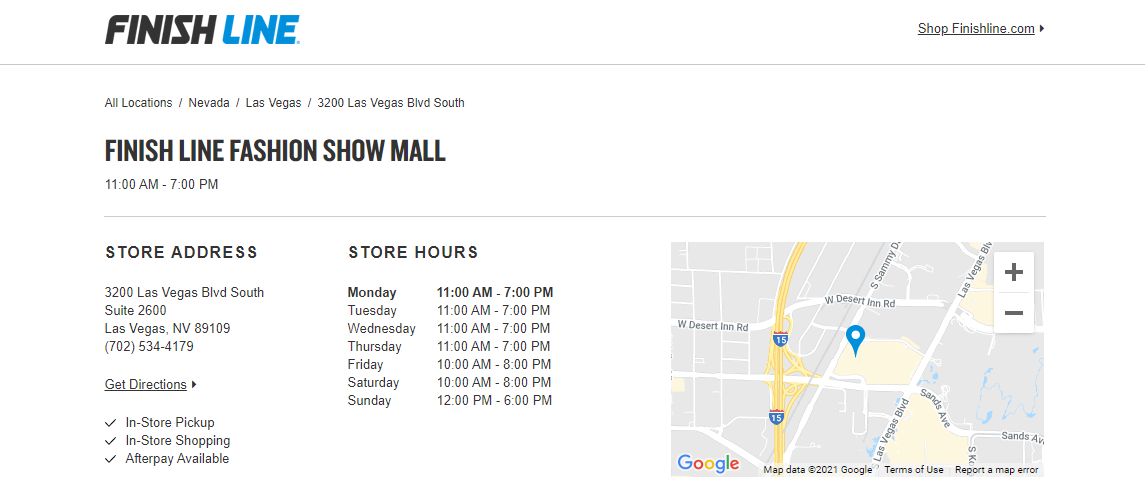 Finish Line Shoe Stores in Las Vegas, NV