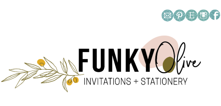 Funky Olive Invitations + Stationery