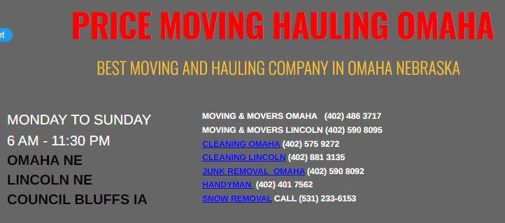 Price Moving Hauling Omaha