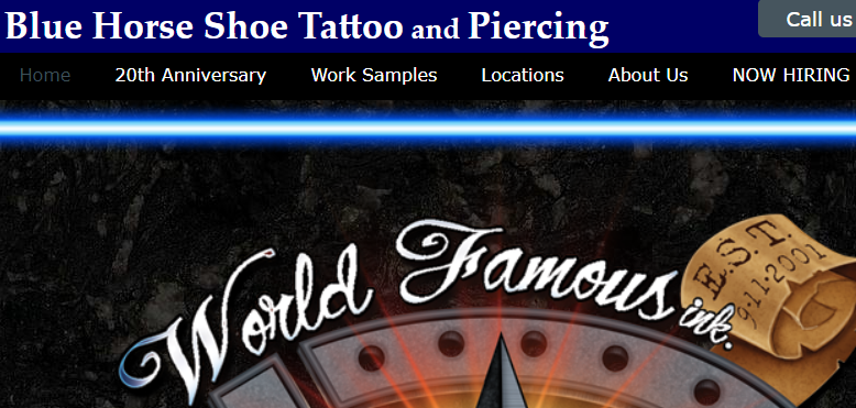Blue Horse Shoe Tattoo and Piercing