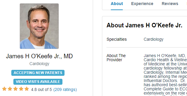 James H O'Keefe JR., MD